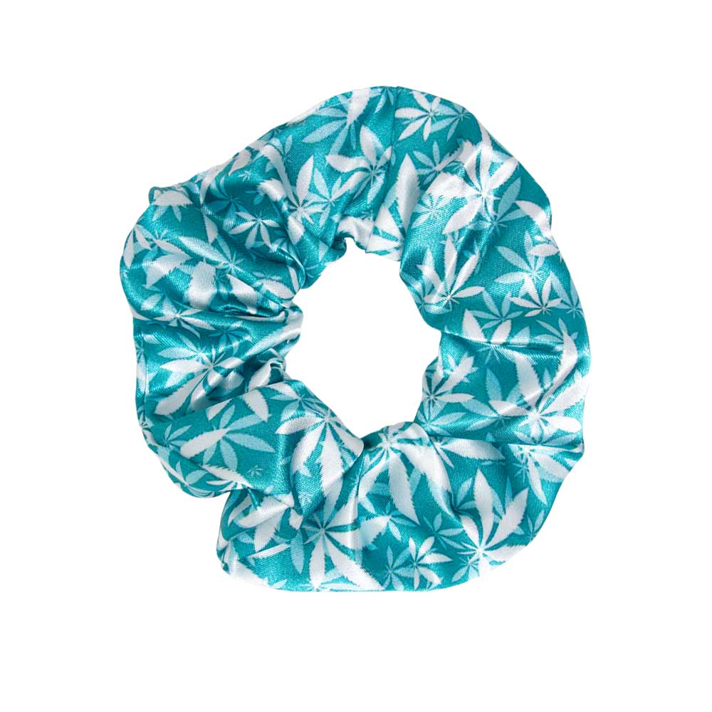 SCRUNCHIE MARIJUANA BLUE LEAVES