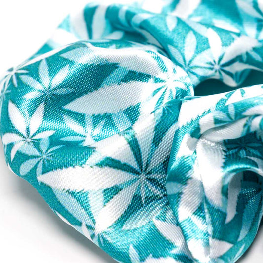 SCRUNCHIE MARIJUANA BLUE LEAVES