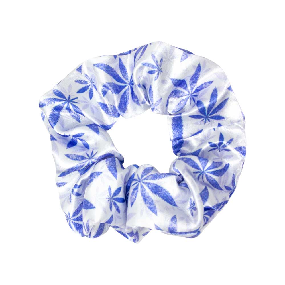SCRUNCHIE MARIJUANA PERIWINKLE LEAVES